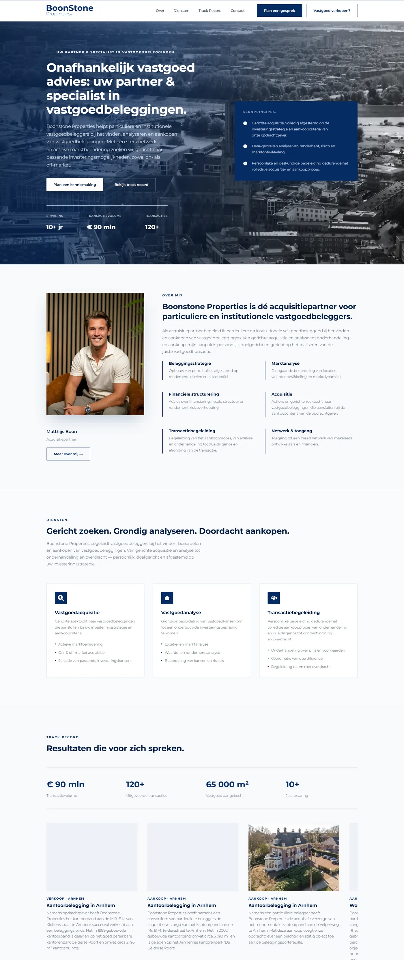 Website van BoonStone Properties, gebouwd door Nebra Studio