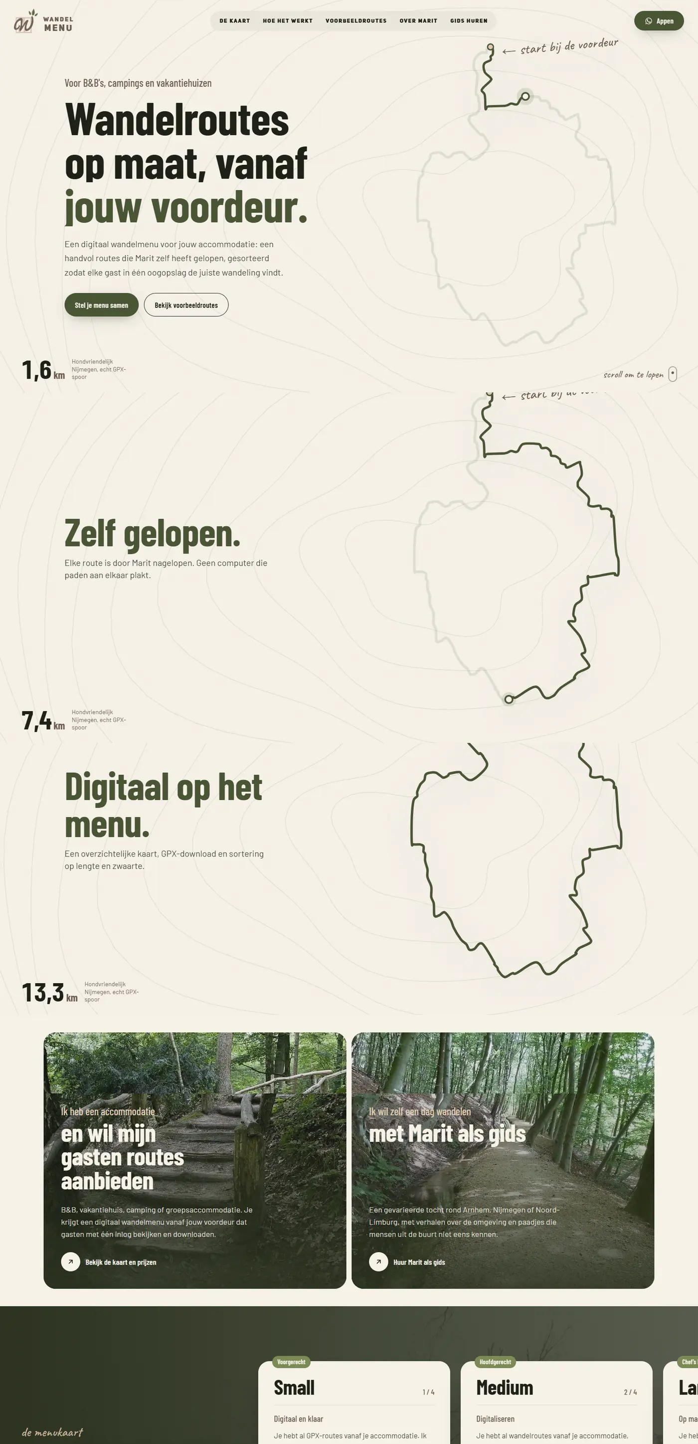 Website van Wandelmenu, gebouwd door Nebra Studio